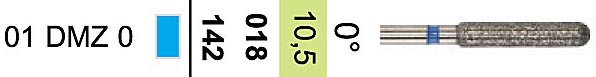 Бор "ДиаМилл Циркон" для обработки циркония угол 0°,для турбинного зуботехнического наконечника, "ДИАСВИСС",Швейцария