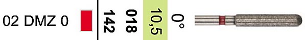 Бор "Диамилл Циркон" для обработки циркония угол 0°,для турбинного зуботехнического наконечника, "ДИАСВИСС",Швейцария