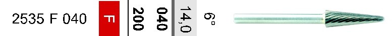 Фреза ТВС станочная, коническая 6°, цанга 2,35 мм.